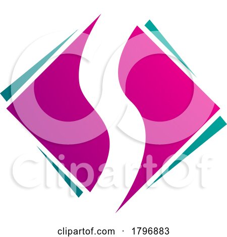 Magenta and Green Square Diamond Shaped Letter S Icon by cidepix