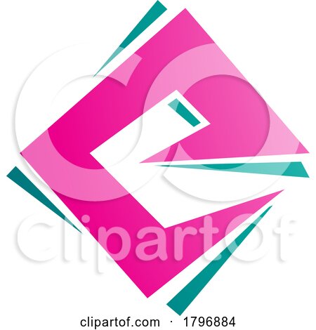 Magenta and Green Square Diamond Letter E Icon by cidepix