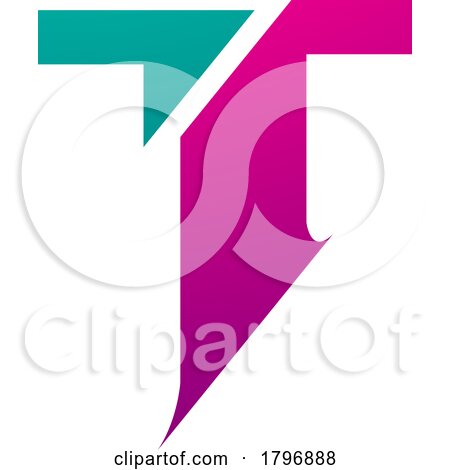 Magenta and Green Split Shaped Letter T Icon by cidepix
