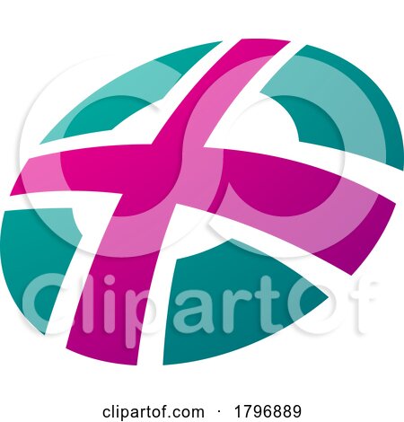 Magenta and Green Round Shaped Letter X Icon by cidepix