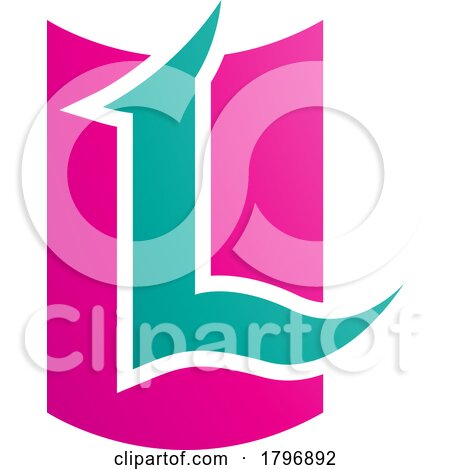 Magenta and Green Shield Shaped Letter L Icon by cidepix