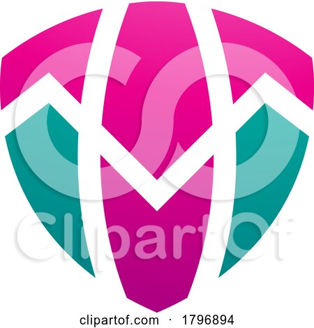 Magenta and Green Shield Shaped Letter T Icon by cidepix