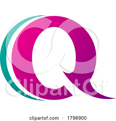 Magenta and Green Spiky Round Shaped Letter Q Icon by cidepix