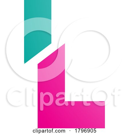 Magenta and Green Split Shaped Letter L Icon by cidepix