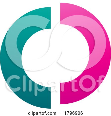 Magenta and Green Split Shaped Letter O Icon by cidepix