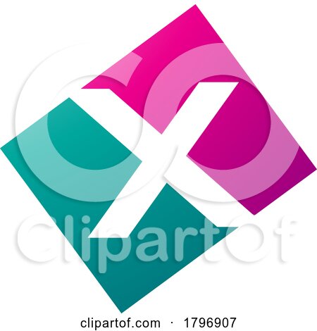 Magenta and Green Rectangle Shaped Letter X Icon by cidepix