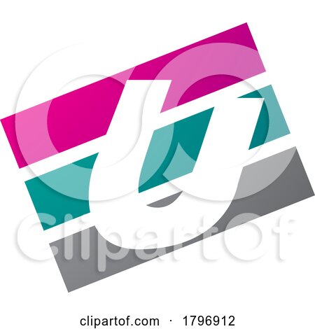Magenta and Green Rectangular Shaped Letter U Icon by cidepix