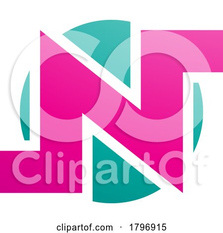 Magenta and Green Round Bold Letter N Icon by cidepix