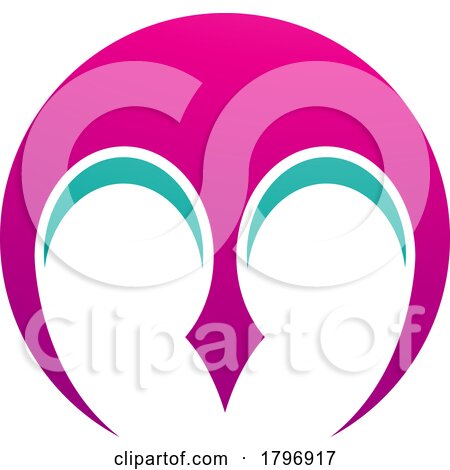 Magenta and Green Round Letter M Icon with Pointy Tips by cidepix