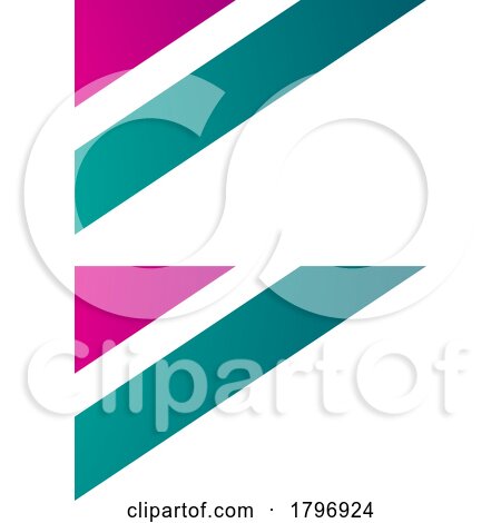 Magenta and Persian Green Triangular Flag Shaped Letter B Icon by cidepix