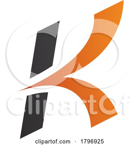 Orange and Black Italic Arrow Shaped Letter K Icon by cidepix