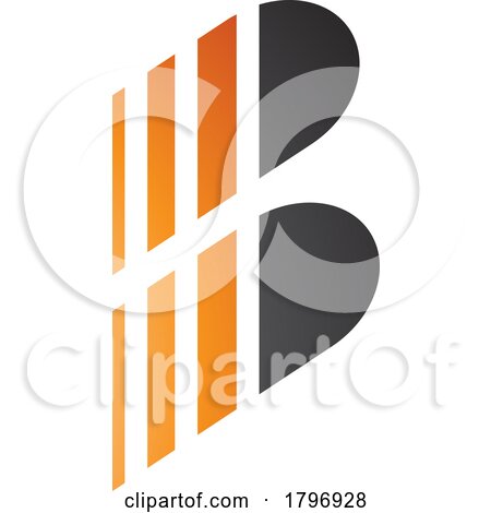 Orange and Black Letter B Icon with Vertical Stripes by cidepix