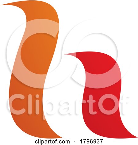 Orange and Red Calligraphic Letter H Icon by cidepix