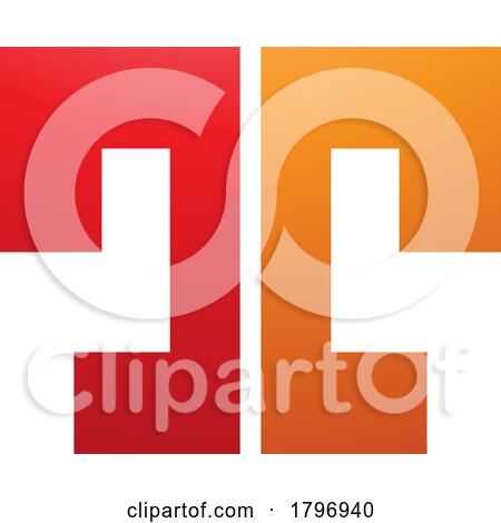 Orange and Red Bold Split Shaped Letter T Icon by cidepix