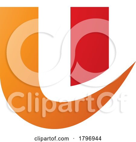 Orange and Red Bold Curvy Shaped Letter U Icon by cidepix