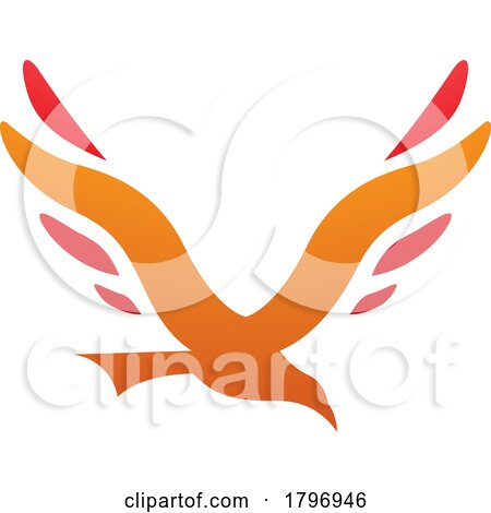 Orange and Red Bird Shaped Letter V Icon by cidepix