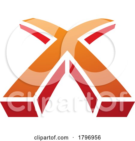 Orange and Red 3d Shaped Letter X Icon by cidepix