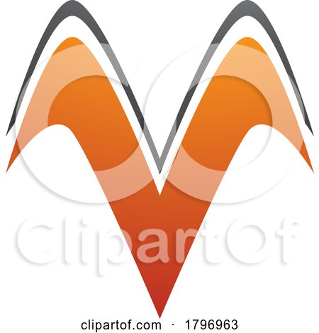 Orange and Black Wing Shaped Letter V Icon by cidepix