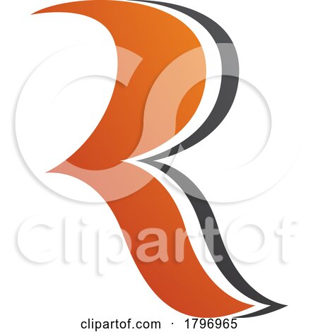 Orange and Black Wavy Shaped Letter R Icon by cidepix