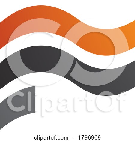 Orange and Black Wavy Flag Shaped Letter F Icon by cidepix