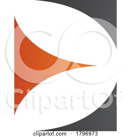 Orange and Black Uppercase Letter E Icon with Curvy Triangles by cidepix