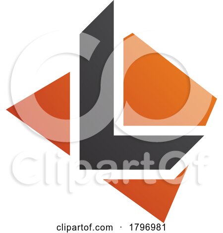 Orange and Black Trapezium Shaped Letter L Icon by cidepix