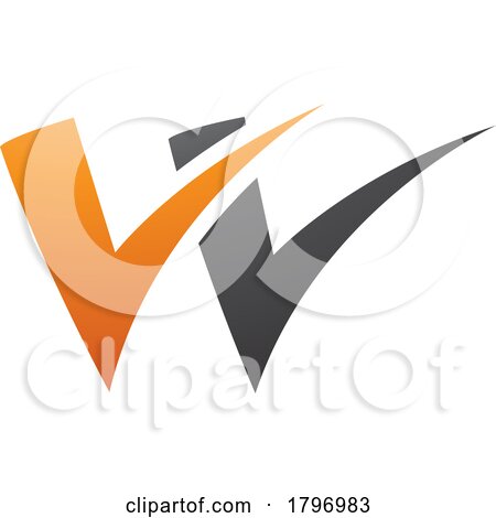 Orange and Black Tick Shaped Letter W Icon by cidepix