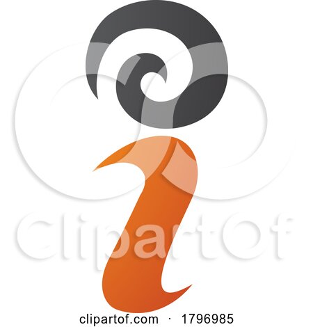 Orange and Black Swirly Letter I Icon by cidepix