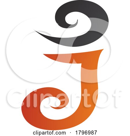 Orange and Black Swirl Shaped Letter J Icon by cidepix