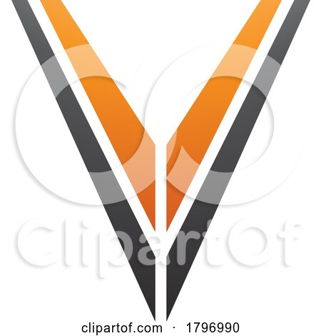 Orange and Black Striped Shaped Letter V Icon by cidepix