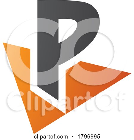 Orange and Black Letter P Icon with a Triangle by cidepix