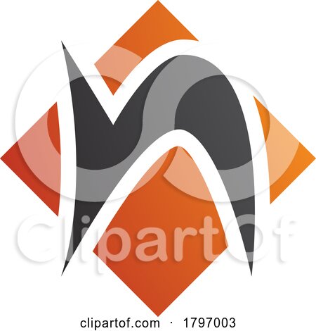 Orange and Black Letter N Icon with a Square Diamond Shape by cidepix