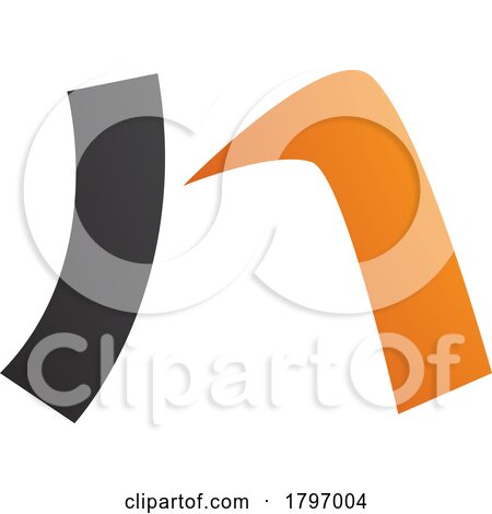 Orange and Black Letter N Icon with a Curved Rectangle by cidepix