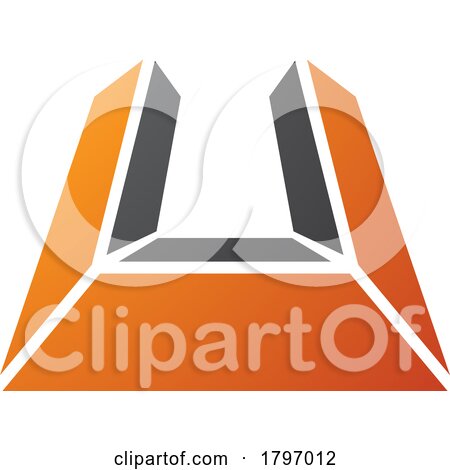 Orange and Black Letter U Icon in Perspective by cidepix