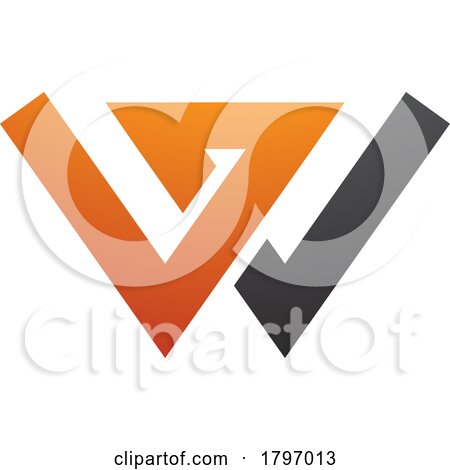 Orange and Black Letter W Icon with Intersecting Lines by cidepix