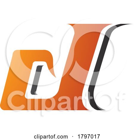 Orange and Black Lowercase Italic Letter D Icon by cidepix