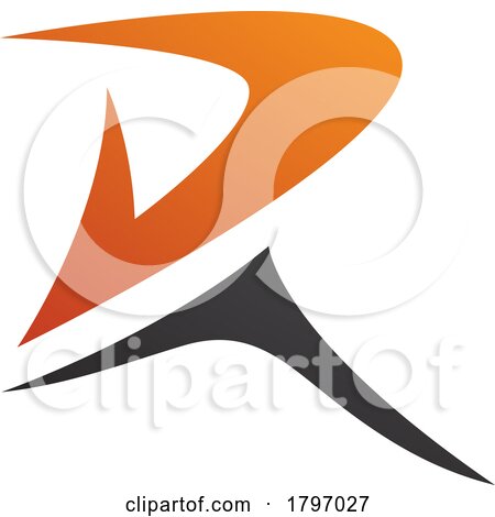 Orange and Black Pointy Tipped Letter R Icon by cidepix