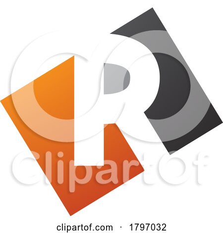 Orange and Black Rectangle Shaped Letter R Icon by cidepix