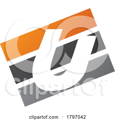 Orange and Black Rectangular Shaped Letter U Icon by cidepix