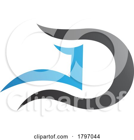Grey and Blue Letter D Icon with Wavy Curves by cidepix