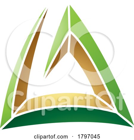 Green and Gold Triangular Spiral Letter a Icon by cidepix