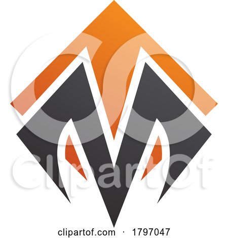 Orange and Black Square Diamond Shaped Letter M Icon by cidepix