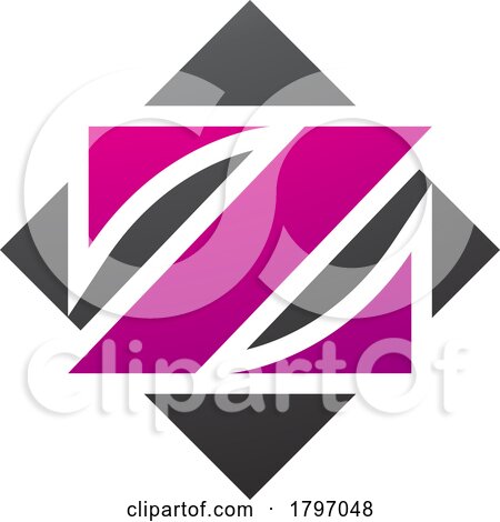 Magenta and Black Square Diamond Shaped Letter Z Icon by cidepix