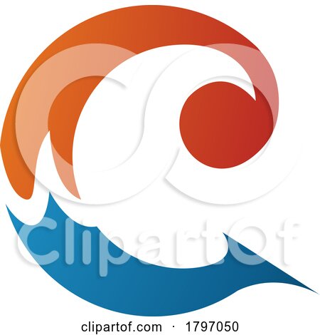 Orange and Blue Round Curly Letter C Icon by cidepix