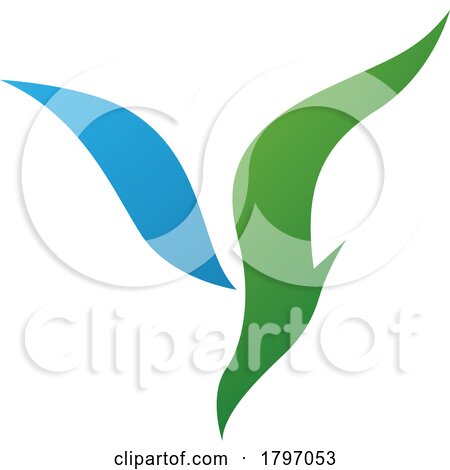 Green and Blue Diving Bird Shaped Letter Y Icon by cidepix
