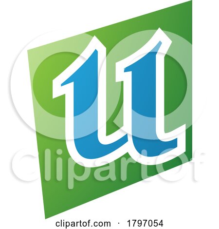 Green and Blue Distorted Square Shaped Letter U Icon by cidepix