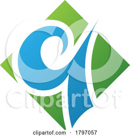 Green and Blue Diamond Shaped Letter Q Icon by cidepix