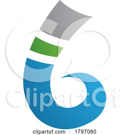 Green and Blue Curly Spike Shape Letter B Icon by cidepix