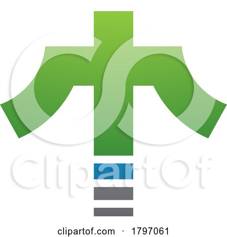 Green and Blue Cross Shaped Letter T Icon by cidepix
