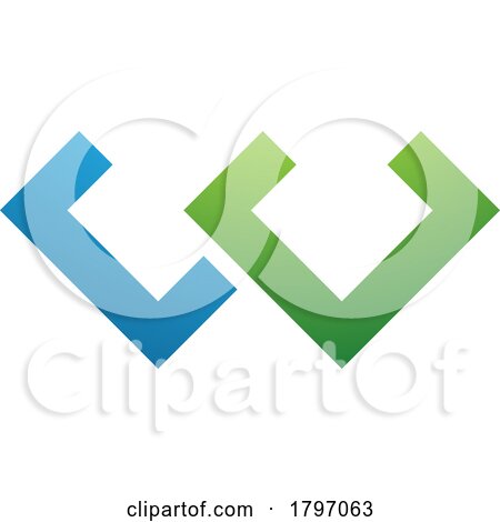 Green and Blue Cornered Shaped Letter W Icon by cidepix
